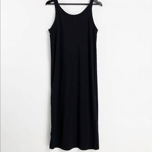& Other Stories organic cotton tank midi dress with side slit in black XS